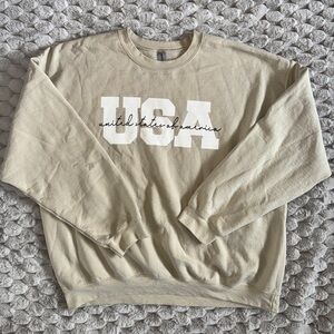 "USA" over sized graphic print in beige